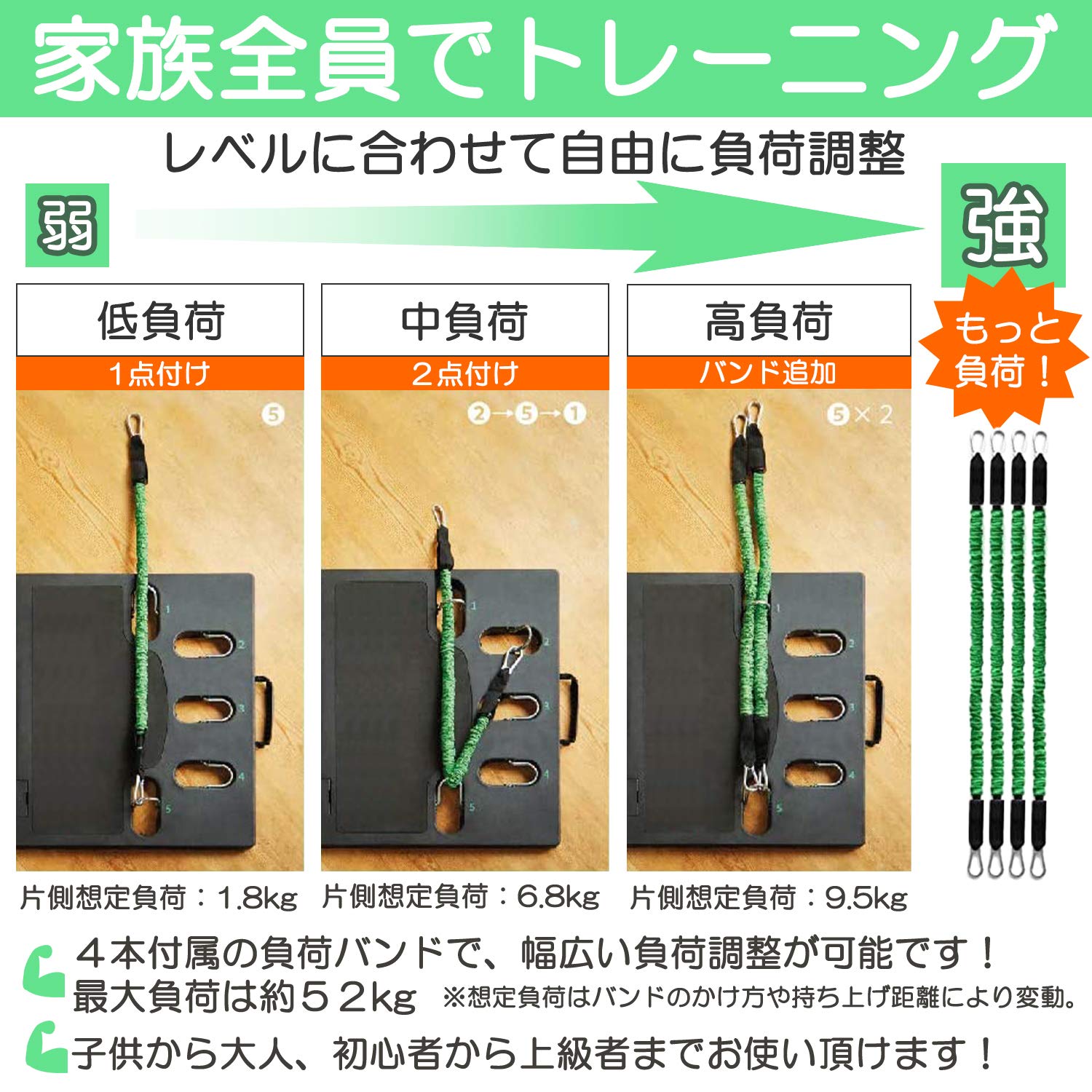Amazon | X/Reps 筋トレ home gym トレーニングチューブ器具 4本の